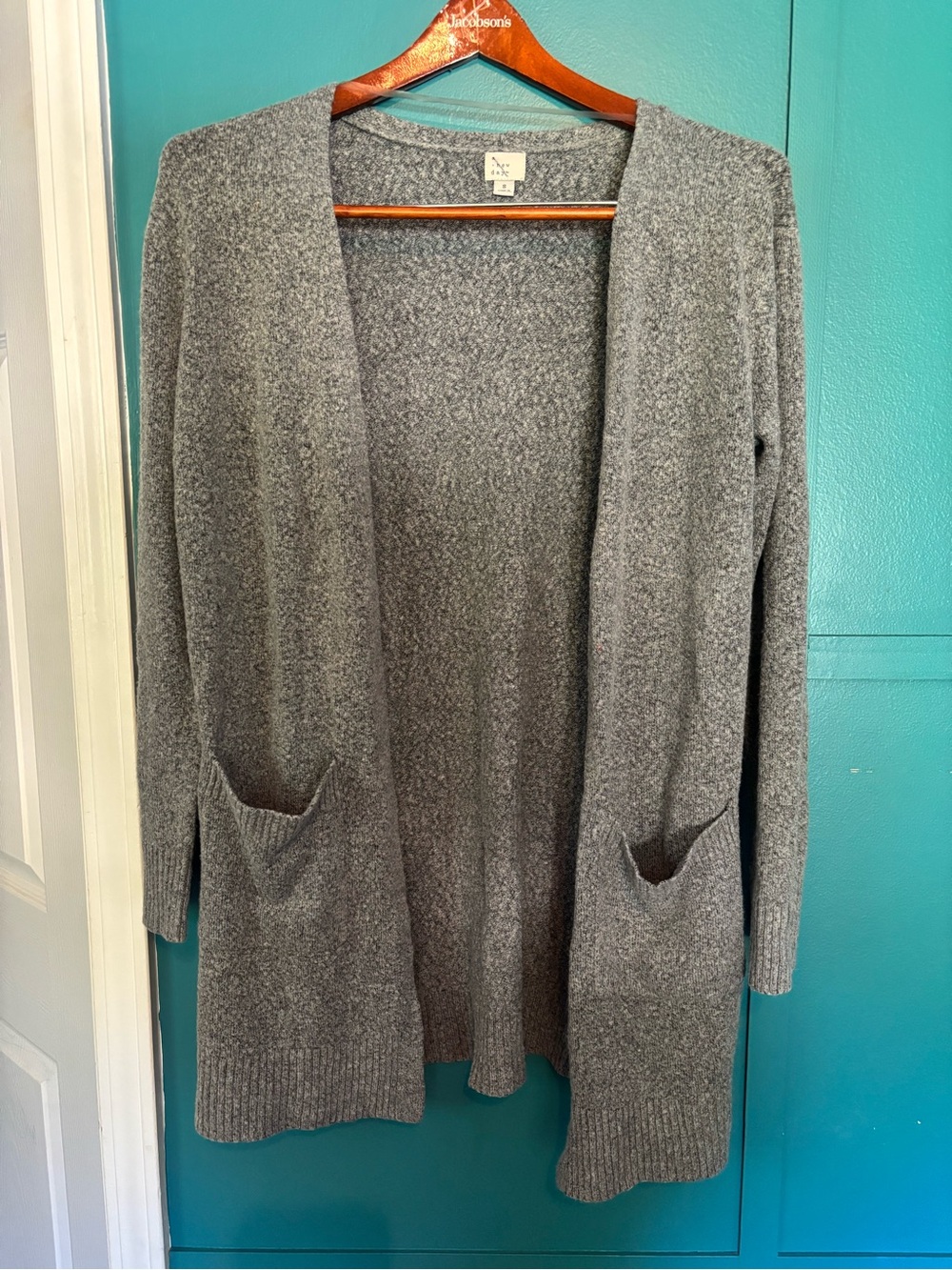 A New Day Women's Gray Longline Cardigan Sweater Size S Recycled Blend Pockets